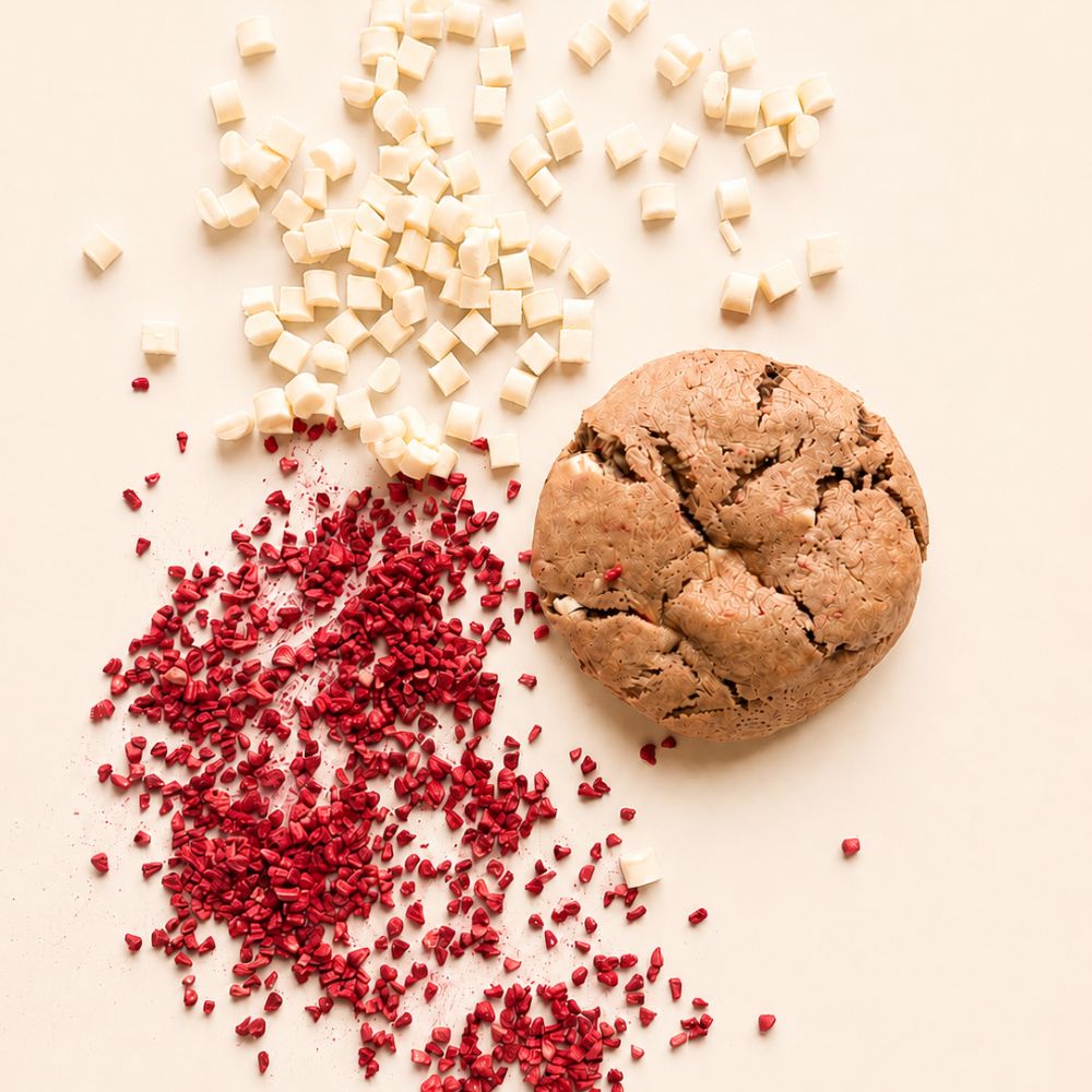 Crumble cookies z malinami i białą czekoladą